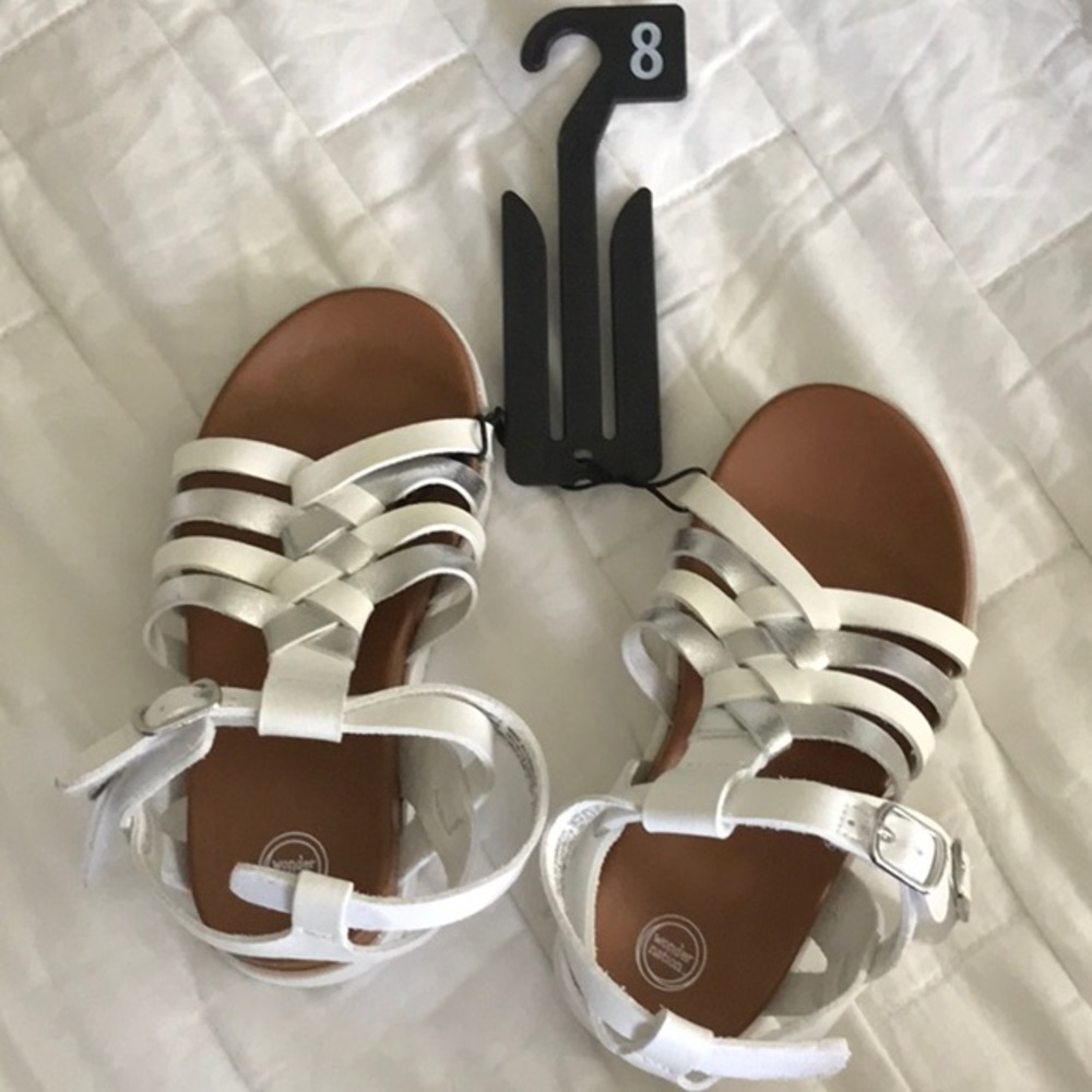 White and silver toddler sandals
